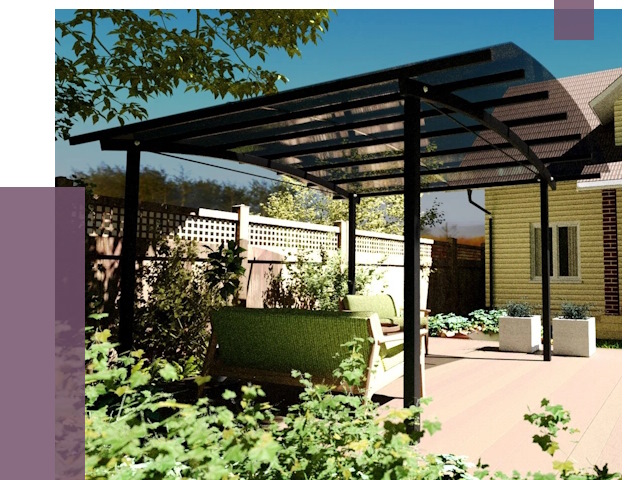 Навесы для террасы в Железнодорожном от 13074 руб. под ключ | ПРОЛЁТ-Жлз