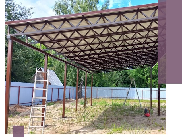 Односкатные навесы под ключ в Железнодорожном — изготовление и монтаж