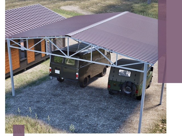 Двускатные навесы под ключ в Железнодорожном — изготовление и монтаж